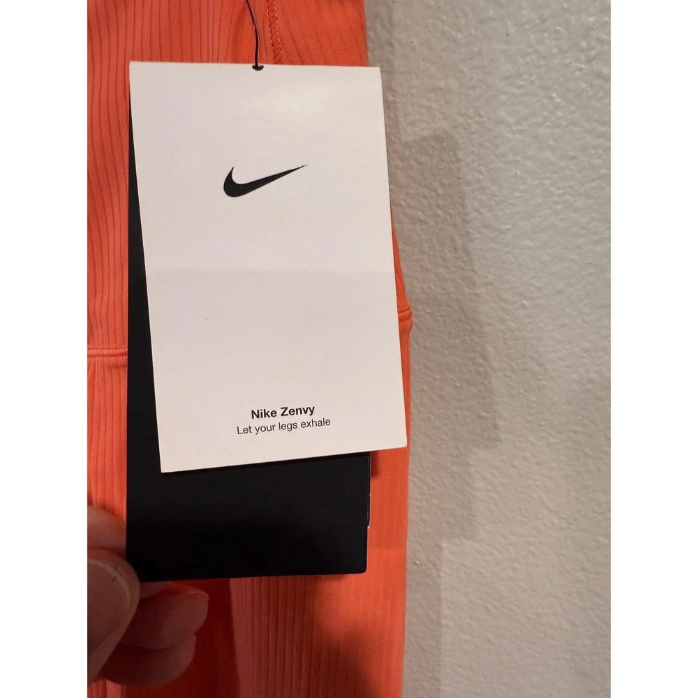 Nike Zenvy Dri-FIT Ribbed High Waisted Leggings Womens‎ XL Orange HF1443-814